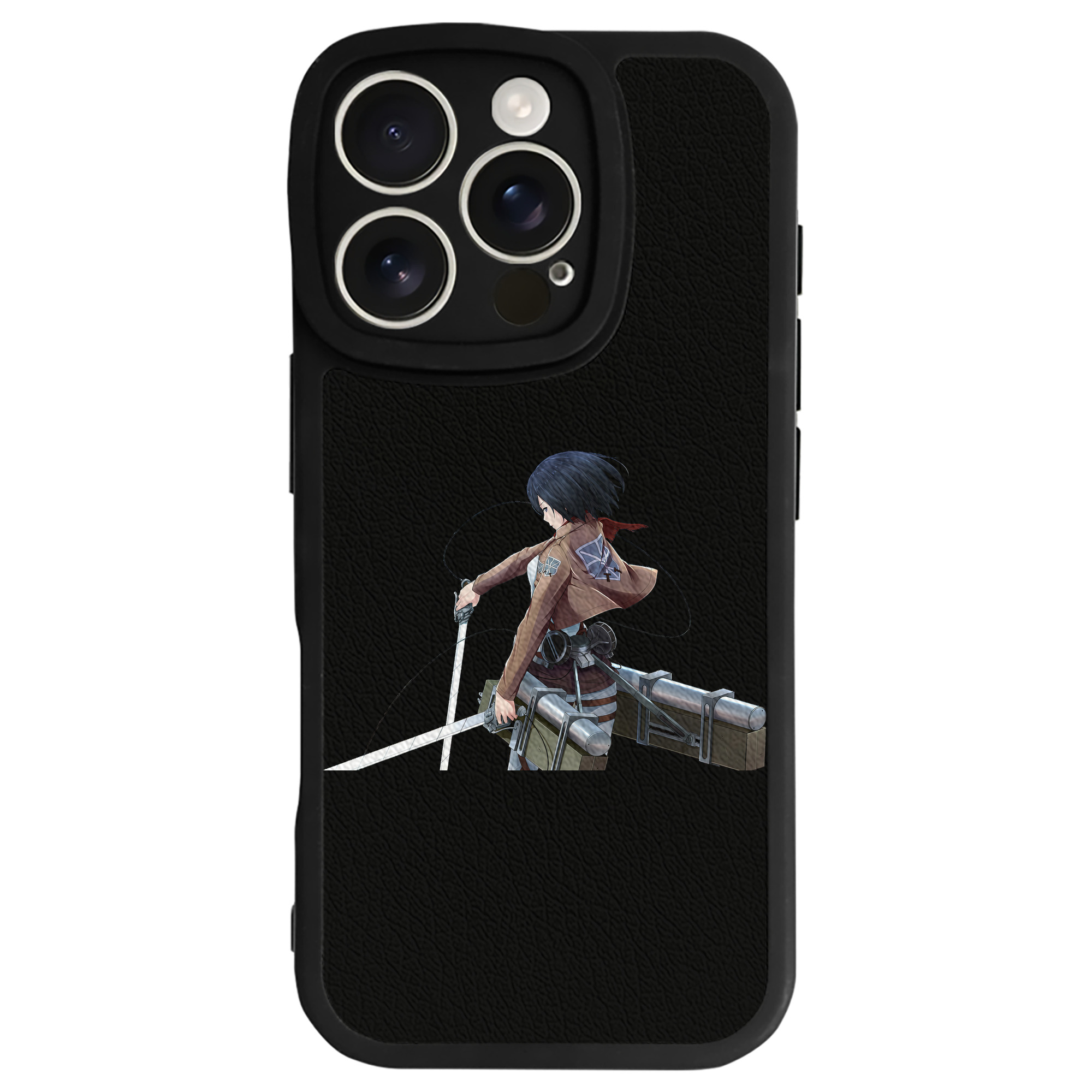 （画像用） 進撃の巨人 ミカサ·アッカーマン Attack on Titan Mikasa Ackerman 【iPhone 16シリーズ対応】シリコンスマホケース（レザー調） 材質：シリコン